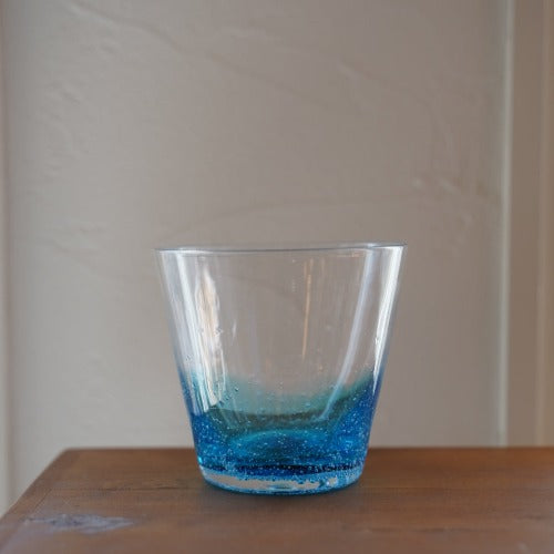 さざ波硝子店 ロックグラス(大) 色:マリンブル
