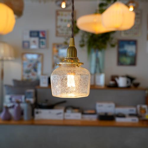 八角平瓶(泡) 安土草多 ガラスペンダントライト