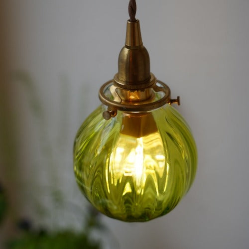 さざ波硝子店×KIKKAKEKKO オリジナルペンダントライト オリーブグリーン