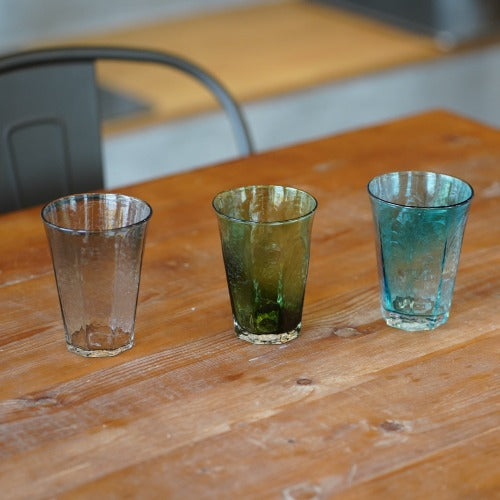 八角グラス大 墨透被せ 350ml(満杯時) 安土草多