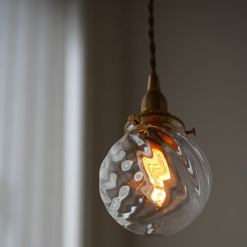 さざ波硝子店×KIKKAKEKKO オリジナルペンダントライト クリア斜め巻き