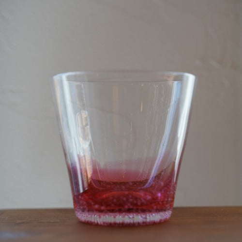 さざ波硝子店 ロックグラス(大) 色:ラズベリー