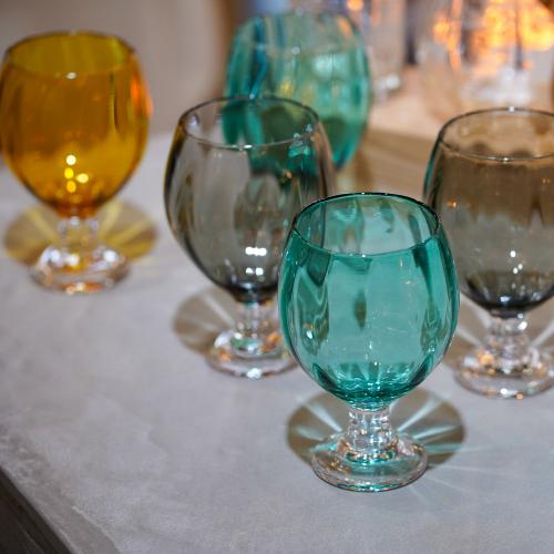 さざ波硝子店 パンプキンコブレット 色:ピーコックグリーン