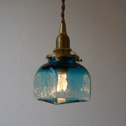 角瓶(青透き被せ) 安土草多氏 ガラスペンダントライト 照明