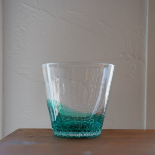 さざ波硝子店 ロックグラス(大) 色:ピーコック