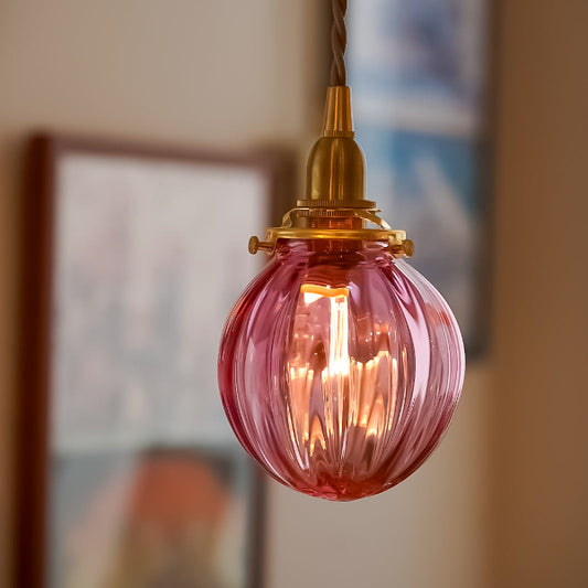 さざ波硝子店×KIKKAKEKKO オリジナルペンダントライト ラズベリー