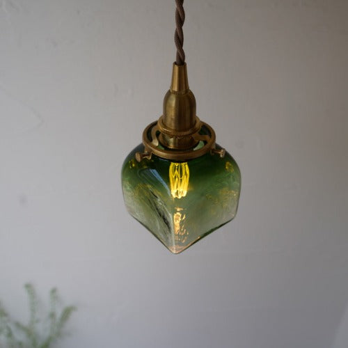 角球(緑透き被せ) 安土草多氏 ガラスペンダントライト 照明