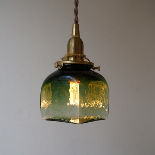 角球(緑透き被せ) 安土草多氏 ガラスペンダントライト 照明