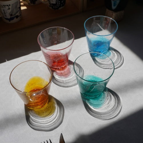 さざ波硝子店 ロックグラス(大) 色:ピーコック