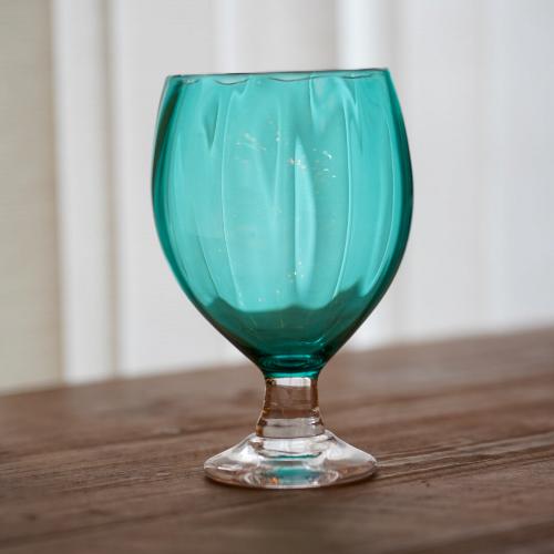 さざ波硝子店 パンプキンコブレット 色:ピーコックグリーン