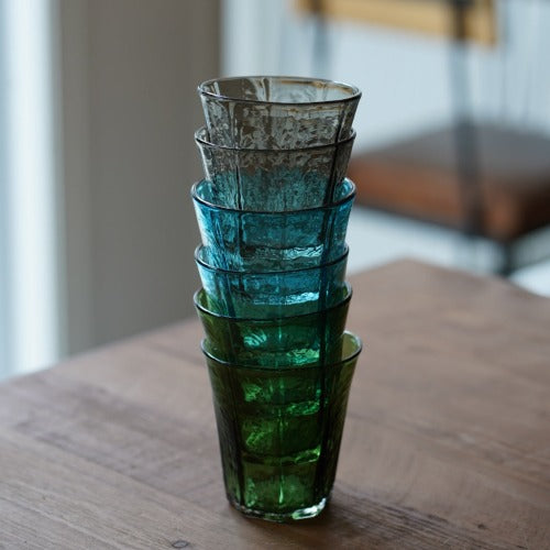 八角グラス大 墨透被せ 350ml(満杯時) 安土草多