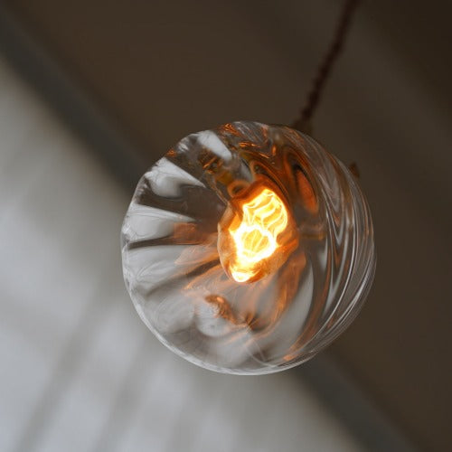 さざ波硝子店×KIKKAKEKKO オリジナルペンダントライト クリア斜め巻き