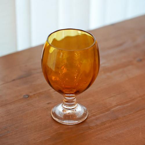 さざ波硝子店 パンプキンコブレット 色:アンバー