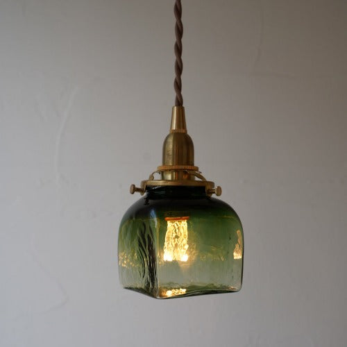 角球(緑透き被せ) 安土草多氏 ガラスペンダントライト 照明