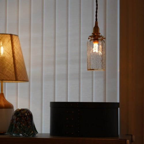 八角筒瓶ロング (クラック) 安土草多 ガラスペンダントライト 照明