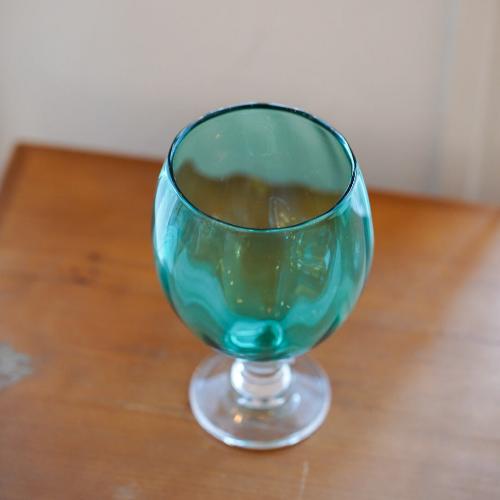 さざ波硝子店 パンプキンコブレット 色:ピーコックグリーン