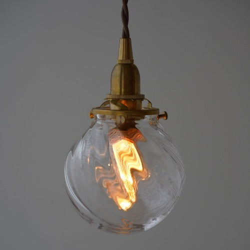 さざ波硝子店×KIKKAKEKKO オリジナルペンダントライト クリア斜め巻き