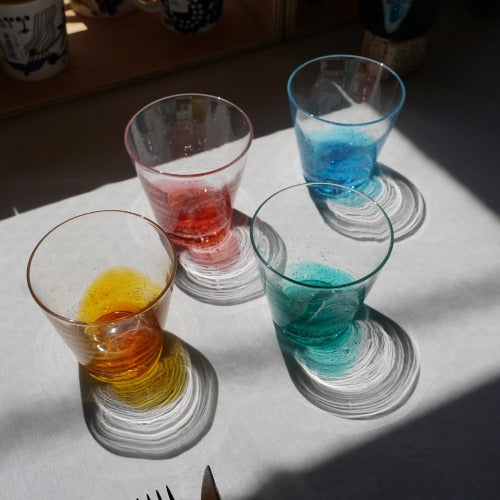 さざ波硝子店 ロックグラス(大) 色:ラズベリー