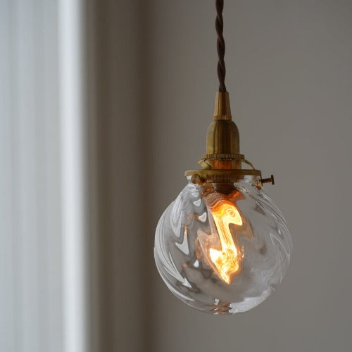 さざ波硝子店×KIKKAKEKKO オリジナルペンダントライト クリア斜め巻き