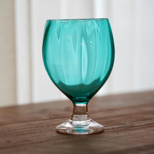 さざ波硝子店 パンプキンコブレット 色:ピーコックグリーン