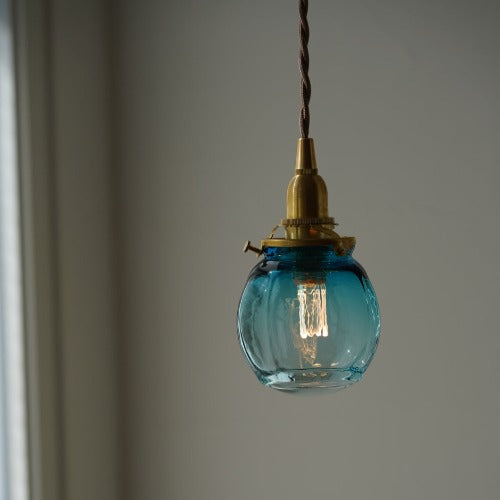 球(青透き被せ) 安土草多氏 ガラスペンダントライト 照明 メディア (8個中1個)