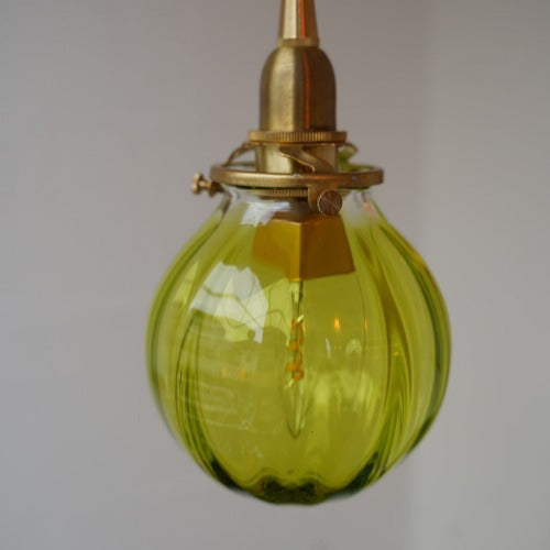 さざ波硝子店×KIKKAKEKKO オリジナルペンダントライト オリーブグリーン