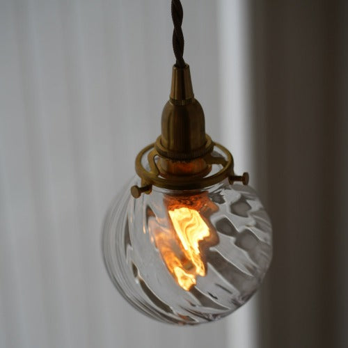 さざ波硝子店×KIKKAKEKKO オリジナルペンダントライト クリア斜め巻き