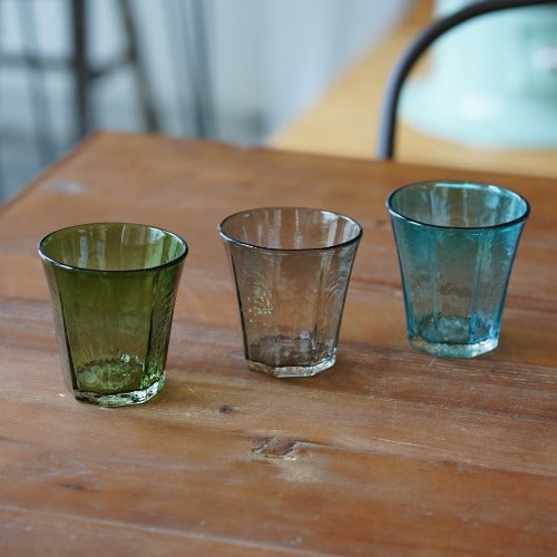 八角グラス大 墨透被せ 350ml(満杯時) 安土草多