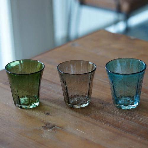 八角グラス大 墨透被せ 350ml(満杯時) 安土草多