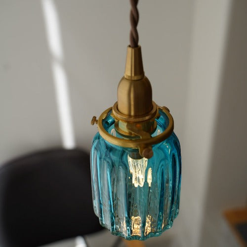 鳴門筒瓶(緑透き被せ) 安土草多 ガラスペンダントライト