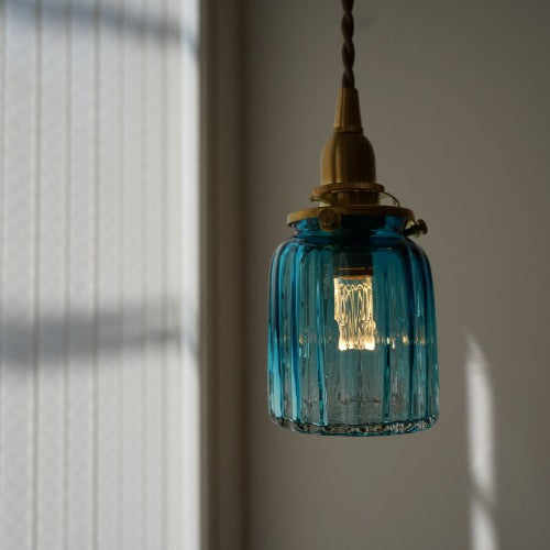 鳴門筒瓶(緑透き被せ) 安土草多 ガラスペンダントライト