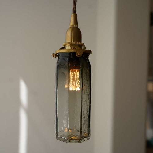 安土草多  八角細筒瓶(墨透き被せ) ガラスペンダントライト