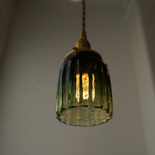 鳴門筒瓶(緑透き被せ) 安土草多 ガラスペンダントライト