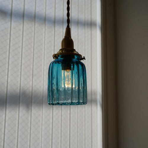 鳴門筒瓶(緑透き被せ) 安土草多 ガラスペンダントライト