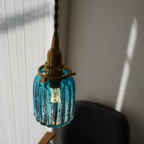 鳴門筒瓶(緑透き被せ) 安土草多 ガラスペンダントライト