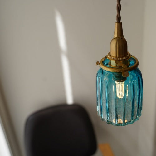 鳴門筒瓶(緑透き被せ) 安土草多 ガラスペンダントライト