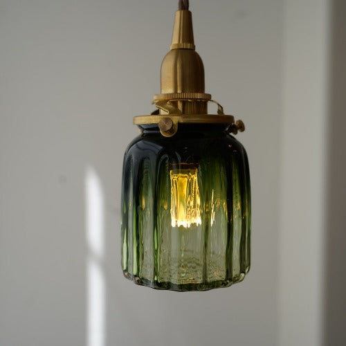 安土草多 ペンダントライト 鳴門筒瓶(緑透き被せ)