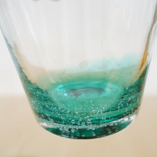 さざ波硝子店 ロックグラス(小) 色:ピーコック