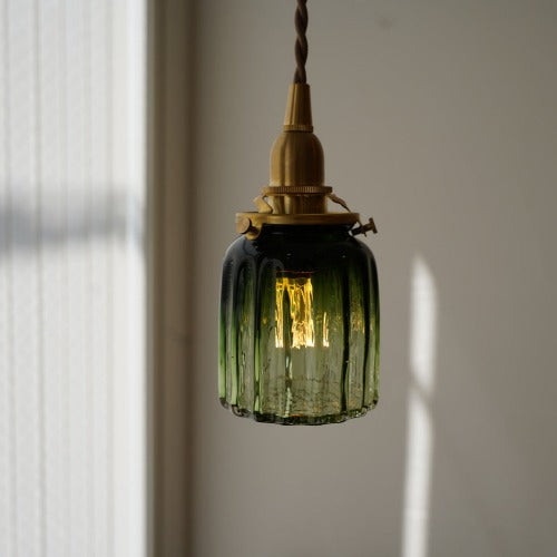 鳴門筒瓶(緑透き被せ) 安土草多 ガラスペンダントライト
