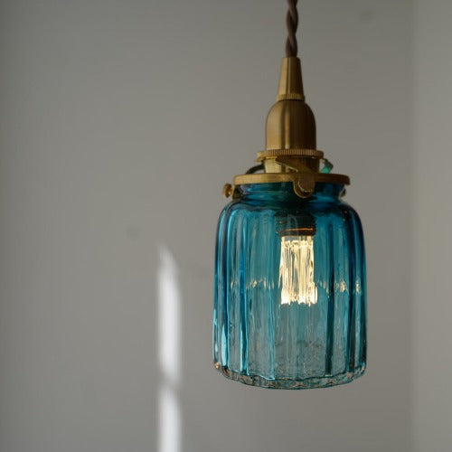 鳴門筒瓶(緑透き被せ) 安土草多 ガラスペンダントライト