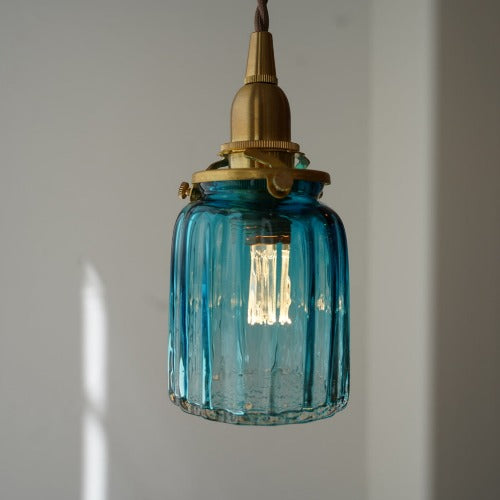 鳴門筒瓶(緑透き被せ) 安土草多 ガラスペンダントライト