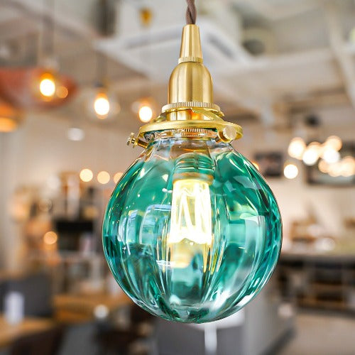 さざ波硝子店×KIKKAKEKKO オリジナルペンダントライト ピーコックグリーン