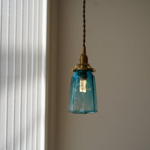 八角錐台瓶 (青透き被せ) 安土草多 ガラスペンダントライト