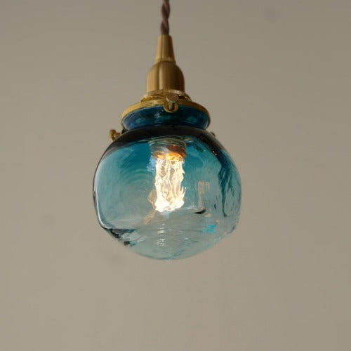 安土草多 角球(青透き被せ) ガラスペンダントライト