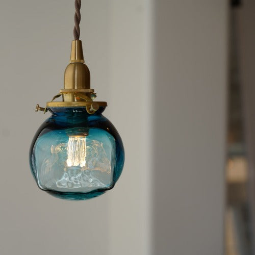 安土草多 角球(青透き被せ) ガラスペンダントライト