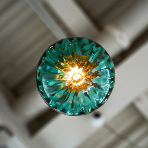 さざ波硝子店×KIKKAKEKKO オリジナルペンダントライト ピーコックグリーン