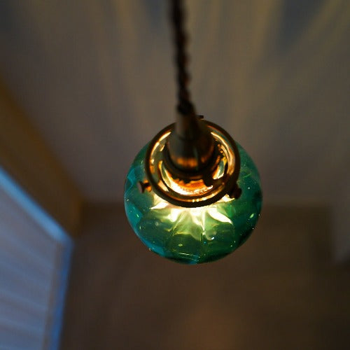 さざ波硝子店×KIKKAKEKKO オリジナルペンダントライト ピーコックグリーン