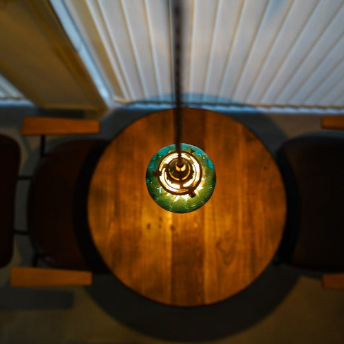 さざ波硝子店×KIKKAKEKKO オリジナルペンダントライト ピーコックグリーン