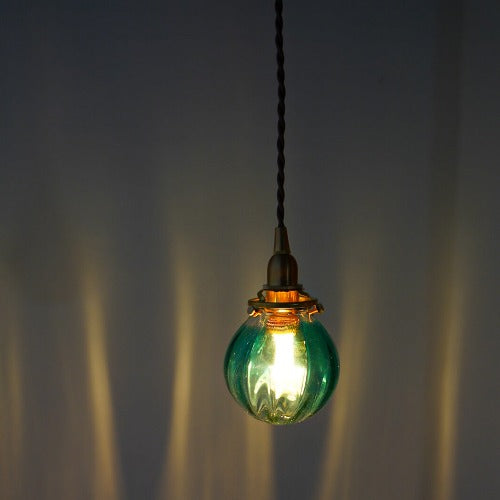 さざ波硝子店×KIKKAKEKKO オリジナルペンダントライト ピーコックグリーン