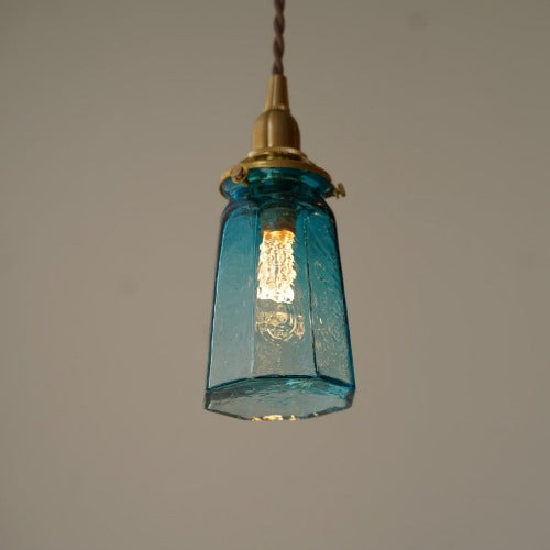 八角錐台瓶 (青透き被せ) 安土草多 ガラスペンダントライト